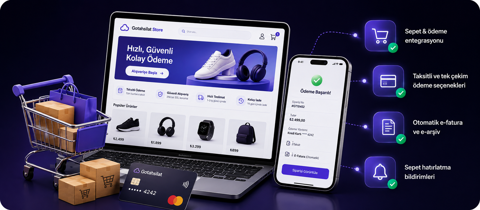 E-ticaret altyapısı — ödeme alındı ve e-fatura kesildi bildirimleri